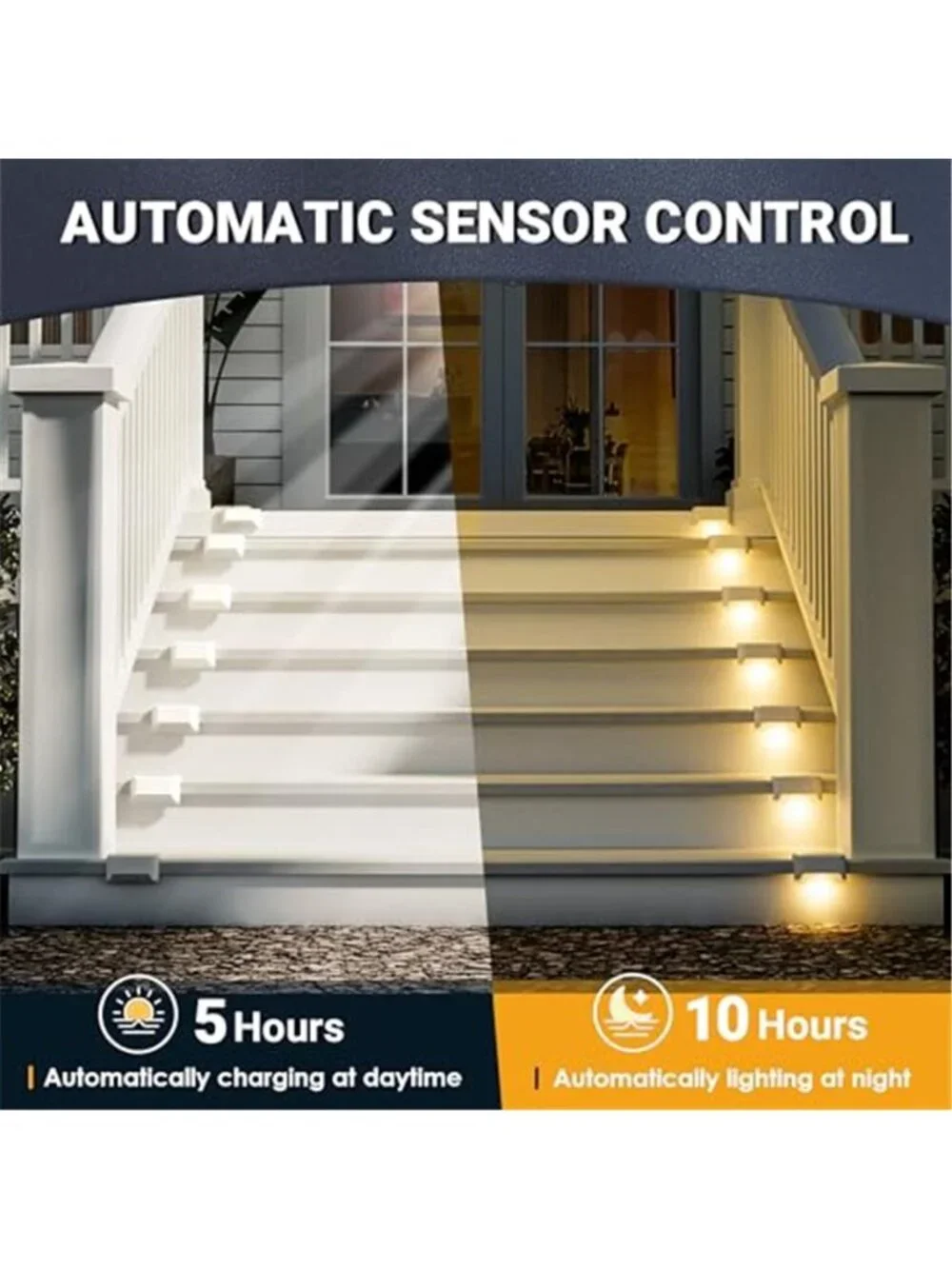 Solar Deck Lights Outdoor Waterproof LED Step Lights Fence Patio Garden